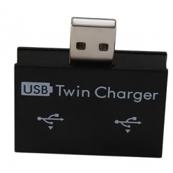 Rozdzielacz splitter USB 2.0 1x port męski na 2x port żeński czarny